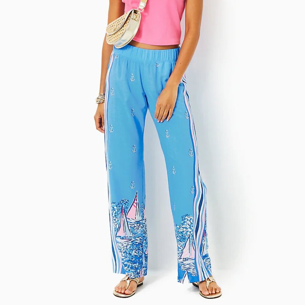NWT Lilly Pulitzer Bal Harbour Palazzo Pants in Lapis Lazuli XL